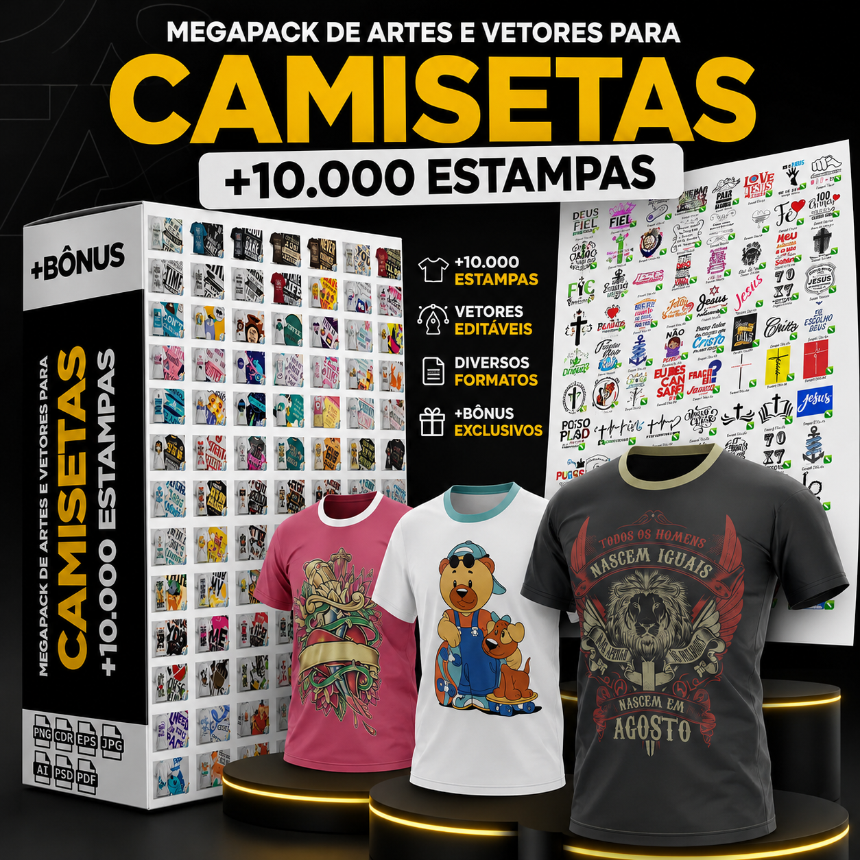 Megapack de artes e vetores para estampas de camisetas